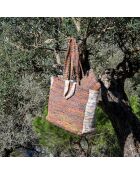 Bolsa natural de tres materiales - 48x38x14 cm