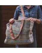 Bolsa natural de tres materiales - 48x38x14 cm