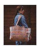 Bolsa natural de tres materiales - 48x38x14 cm