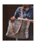 Bolsa natural de tres materiales - 48x38x14 cm