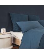 Federa blu in lino e cotone - 65x65 cm