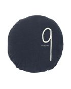 Rundes Leinenkissen, schwarz, Siebdruck, 63 cm