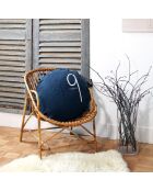 Rundes Leinenkissen, schwarz, Siebdruck, 63 cm