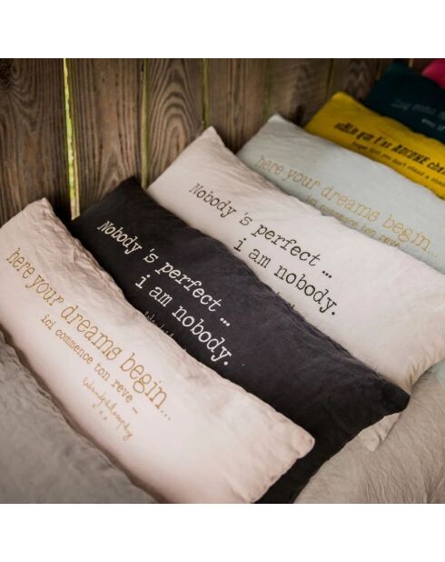 Leinenkissen mit Federnachricht - 30x70 cm