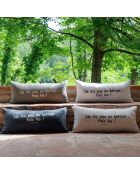 Leinenkissen mit schwarzer Botschaft - 30x70 cm