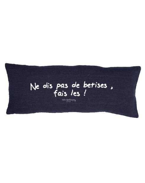 Leinenkissen mit schwarzer Botschaft - 30x70 cm