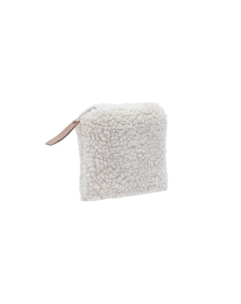 Portafoglio bianco in pelliccia sintetica - 12x12 cm