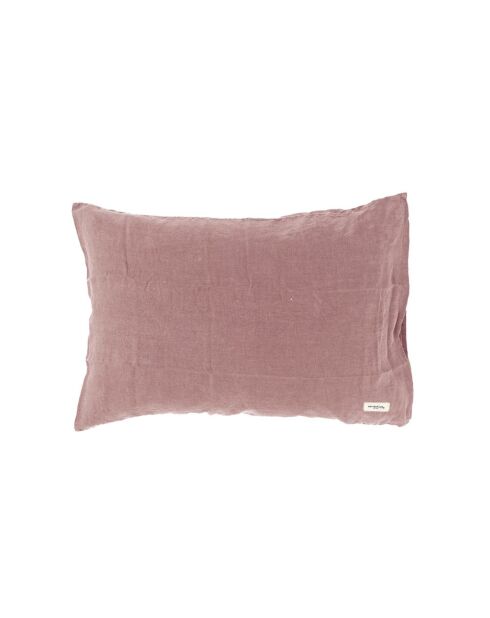 Taie d'oreiller en lin et coton rose - 50x70 cm