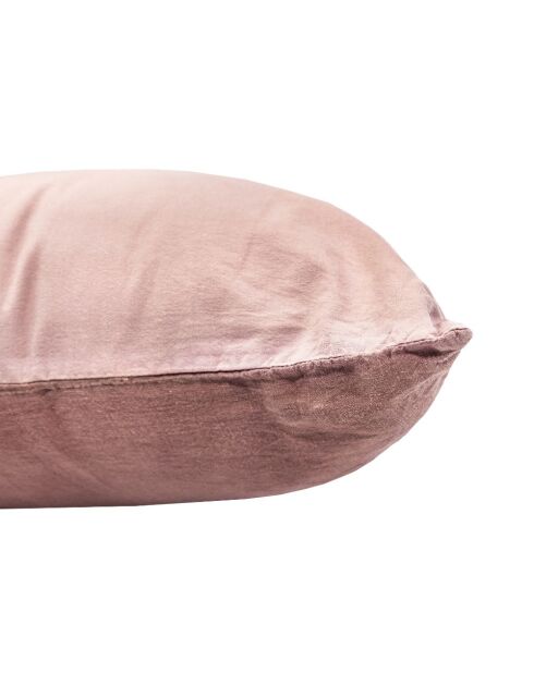 Taie d'oreiller en lin et coton rose - 50x70 cm