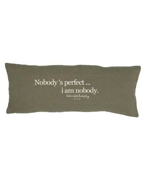 Leinenkissen mit grüner Botschaft - 30x70 cm
