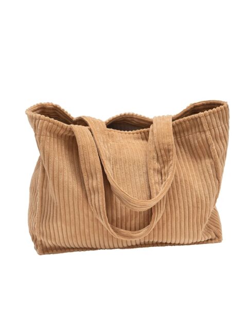 Beige corduroy draagtas - 35x45x17 cm