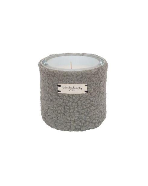 Candela profumata della durata di circa 40 ore con rivestimento in salvia moumoute - H8 — ø 9 cm