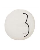 Rundes Leinenkissen mit Federn, Siebdruck, 63 cm