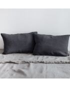 2 schwarze Leinenkissen - 25x40 x2 cm