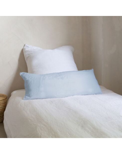 Einfarbiges blaues Leinenkissen - 30x70 cm