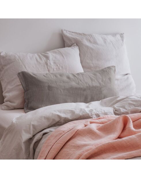 Einfarbiges graues Leinenkissen - 30x70 cm