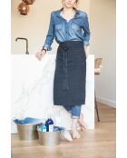 Delantal de cocina de lino lavado negro - 95x70 cm