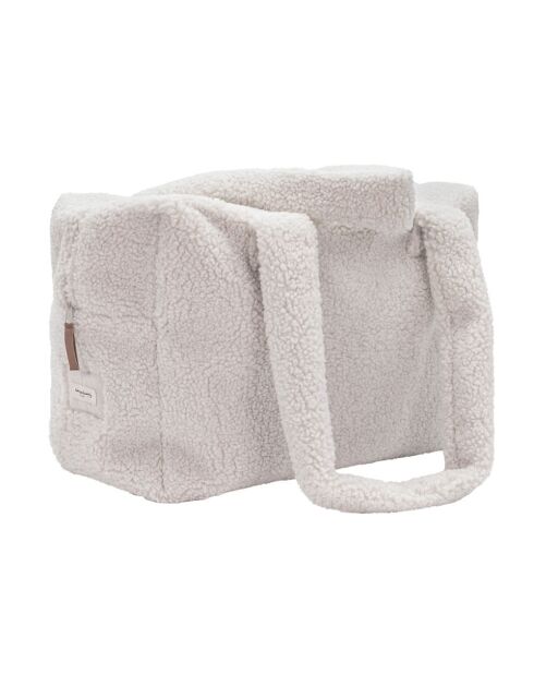 Witte weekendtas van imitatiebont - 46x30x20 cm