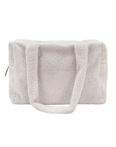 Witte weekendtas van imitatiebont - 46x30x20 cm