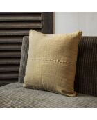 Linnen kussen met handgemaakt geel borduursel - 35x35 cm