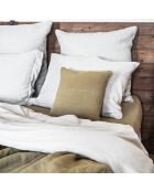 Linnen kussen met handgemaakt geel borduursel - 35x35 cm