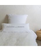 Leinenkissen mit grauer Botschaft - 30x70 cm