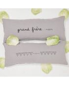 Leinenkissen mit grauer Botschaft - 30x70 cm