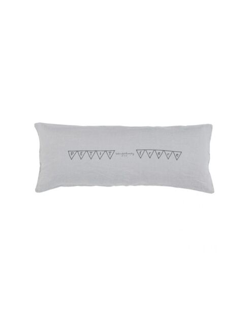 Leinenkissen mit grauer Botschaft - 30x70 cm