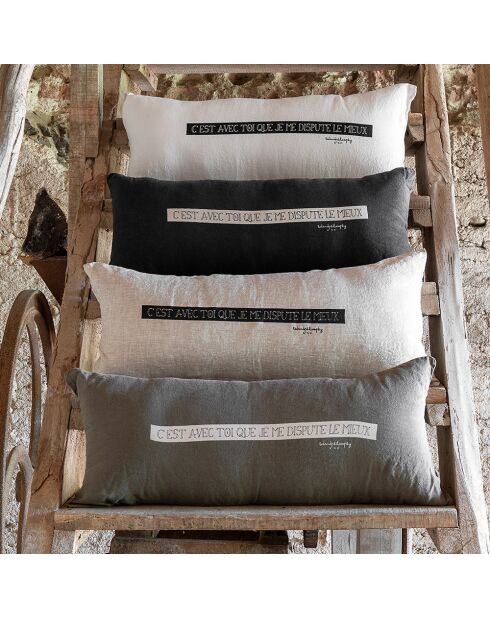 Leinenkissen mit Federnachricht - 30x70 cm