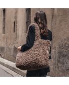 Borsa in pelliccia sintetica marrone - 35x45x17 cm