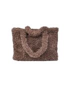 Borsa in pelliccia sintetica marrone - 35x45x17 cm