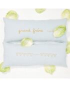 Cuscino in lino con messaggio blu - 30x70 cm