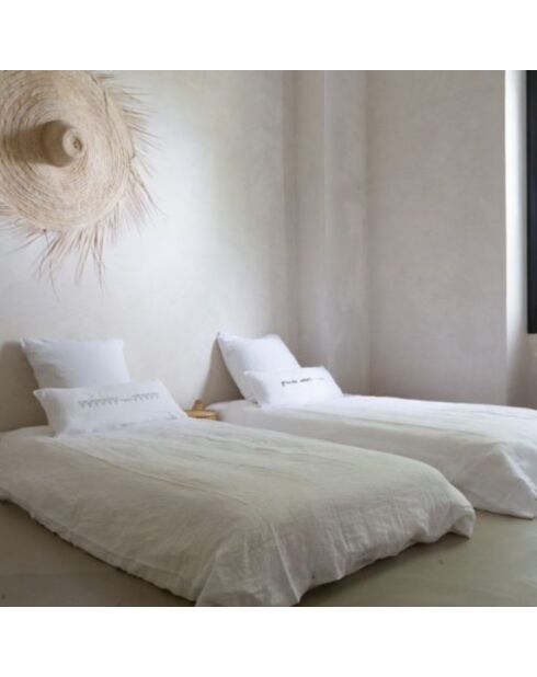 Cojín de lino con mensaje azul - 30x70 cm