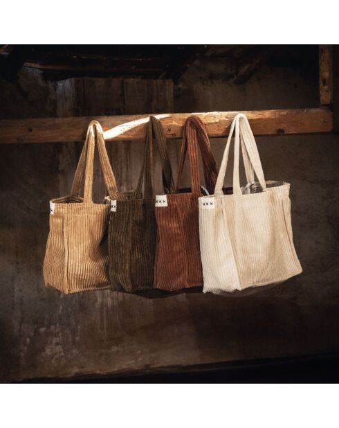 Borsa in velluto a coste beige - 35x45x17 cm