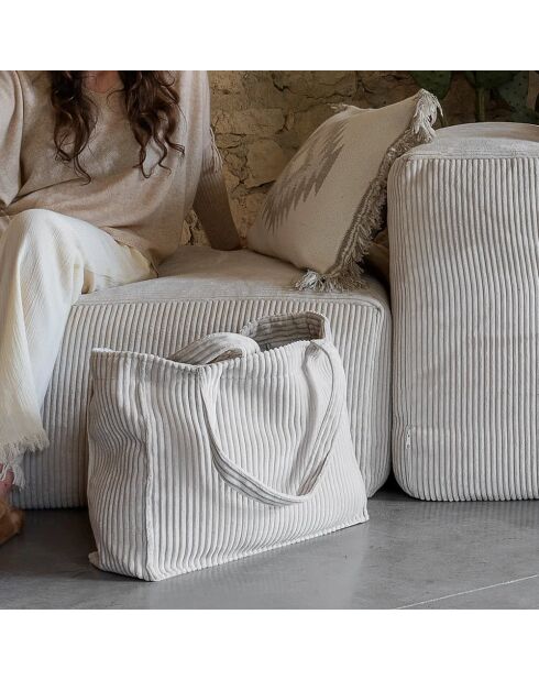 Borsa in velluto a coste beige - 35x45x17 cm