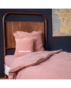 Kissen Mollyb aus Leinen mit rosafarbenem Siebdruck - 35x35 cm