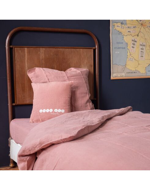 Kissen Mollyb aus Leinen mit rosafarbenem Siebdruck - 35x35 cm