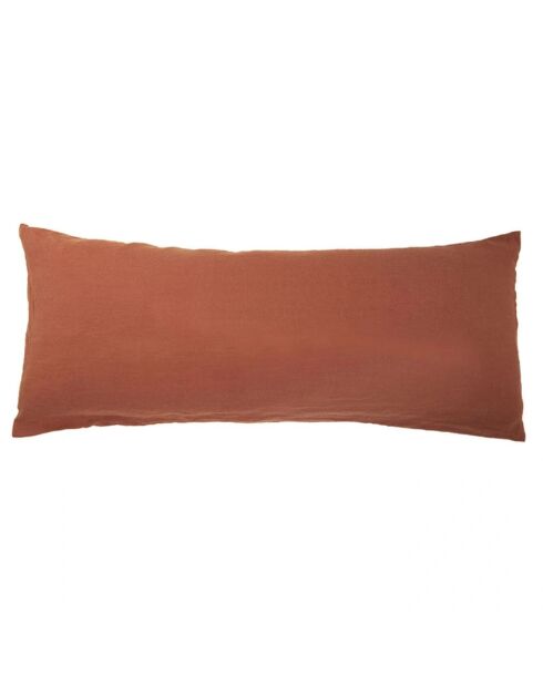 Rotes einfarbiges Leinenkissen - 30x70 cm