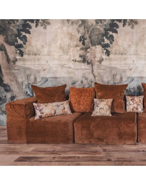 Kissen aus orangefarbenem Kunstfell, 50 x 50 cm