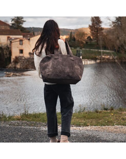Borsa da weekend in velluto grigio - 46x30x20 cm