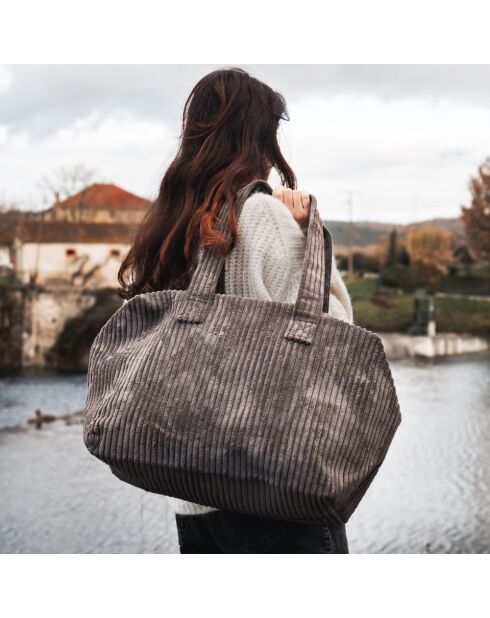 Borsa da weekend in velluto grigio - 46x30x20 cm