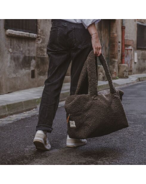 Bolso de fin de semana de piel sintética gris - 46x30x20 cm