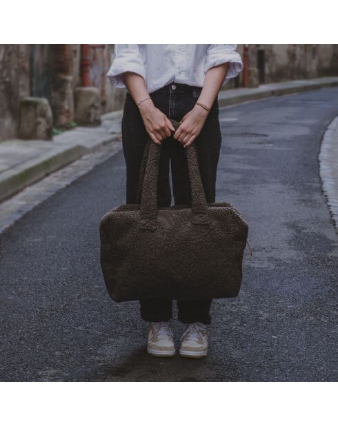 Bolso de fin de semana de piel sintética gris - 46x30x20 cm