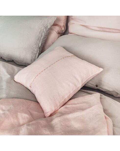 Besticktes Shamalo-Kissen aus Leinen, 35 x 35 cm