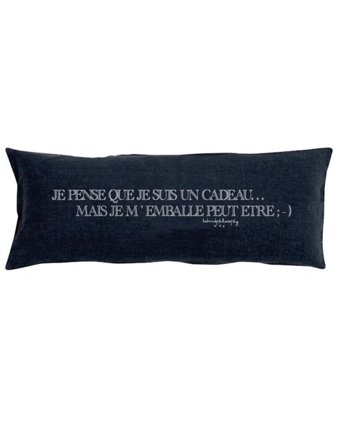 Leinenkissen mit schwarzer Botschaft - 30x70 cm