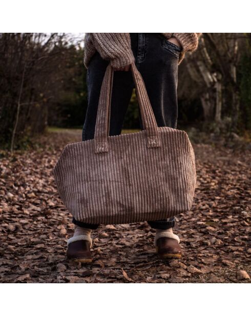 Borsa da weekend Mocca in velluto - 46x30x20 cm