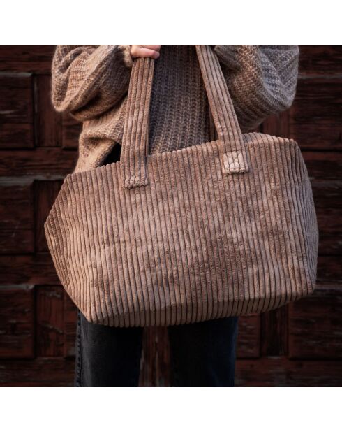 Borsa da weekend Mocca in velluto - 46x30x20 cm