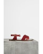 Flache Sandalen Whithney aus Naturleder in Burgunderrot