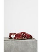 Flache Sandalen Whithney aus Naturleder in Burgunderrot