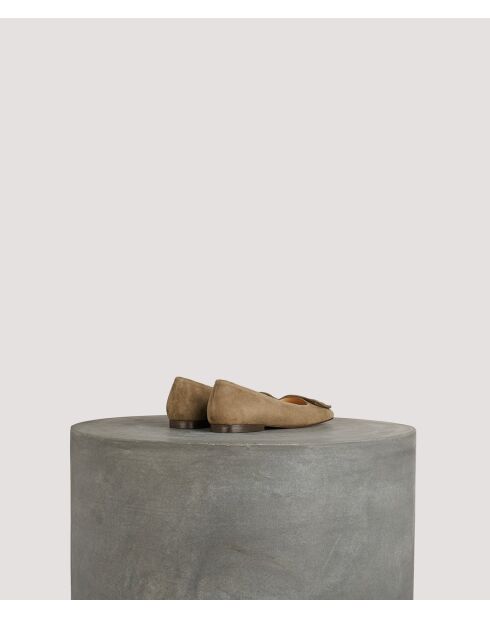 Khakifarbene Ballerinas Louis aus Veloursleder